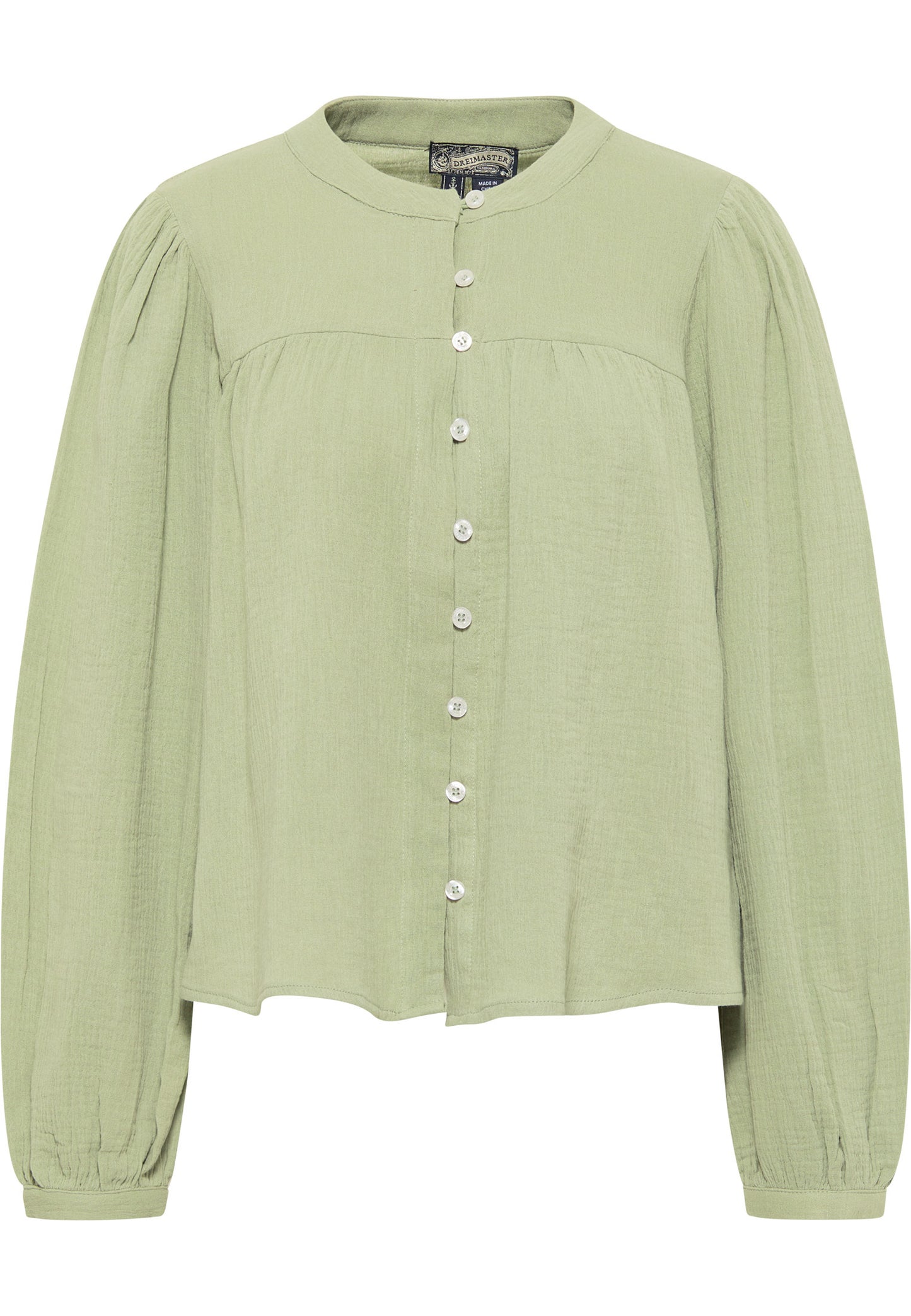 Dreimaster Vintage Damen-Bluse aus Baumwoll-Musselin