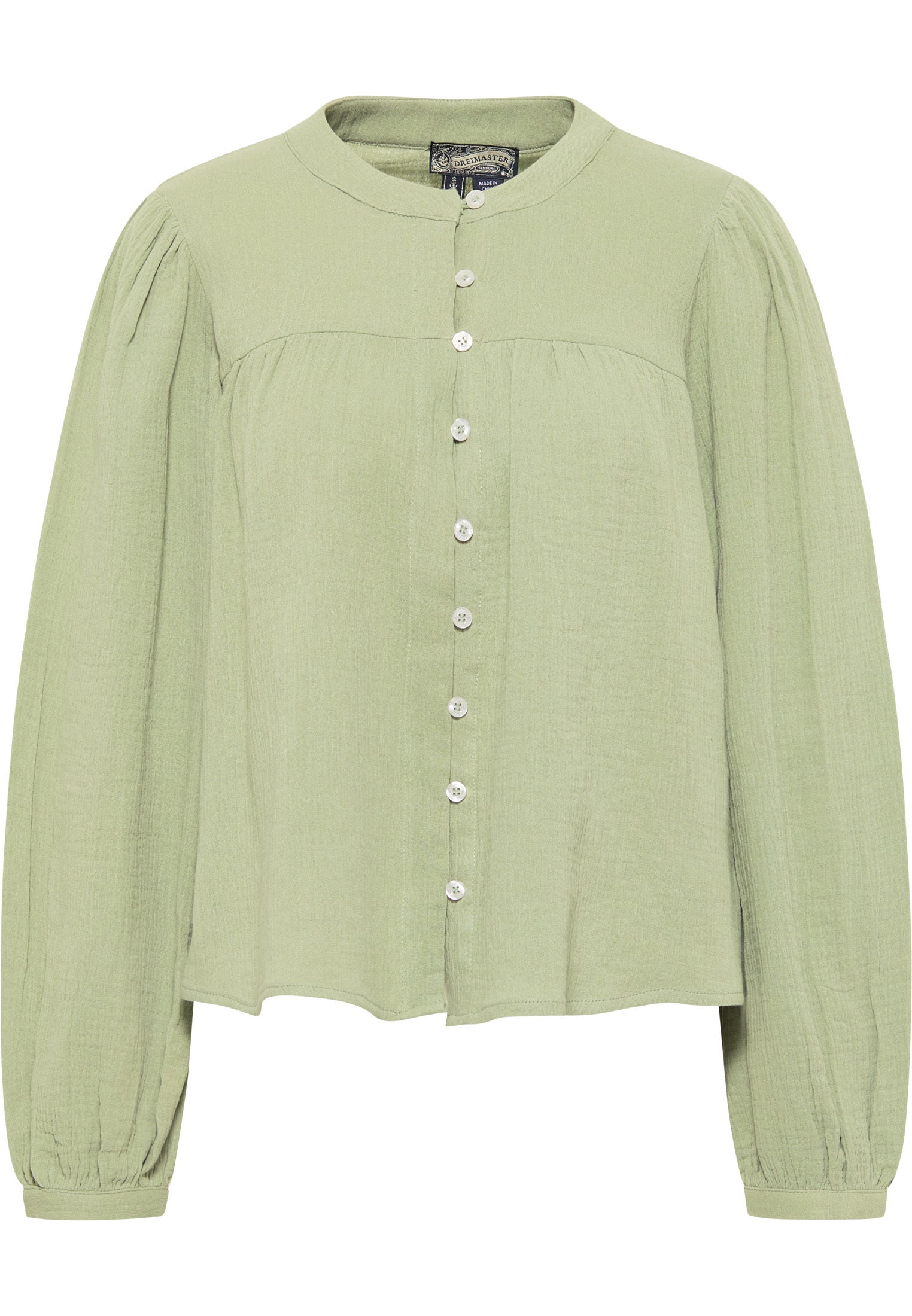 Dreimaster Vintage Damen-Bluse aus Baumwoll-Musselin