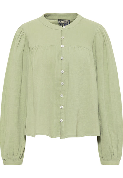 Dreimaster Vintage Damen-Bluse aus Baumwoll-Musselin