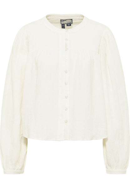 Dreimaster Vintage Damen-Bluse aus Baumwoll-Musselin