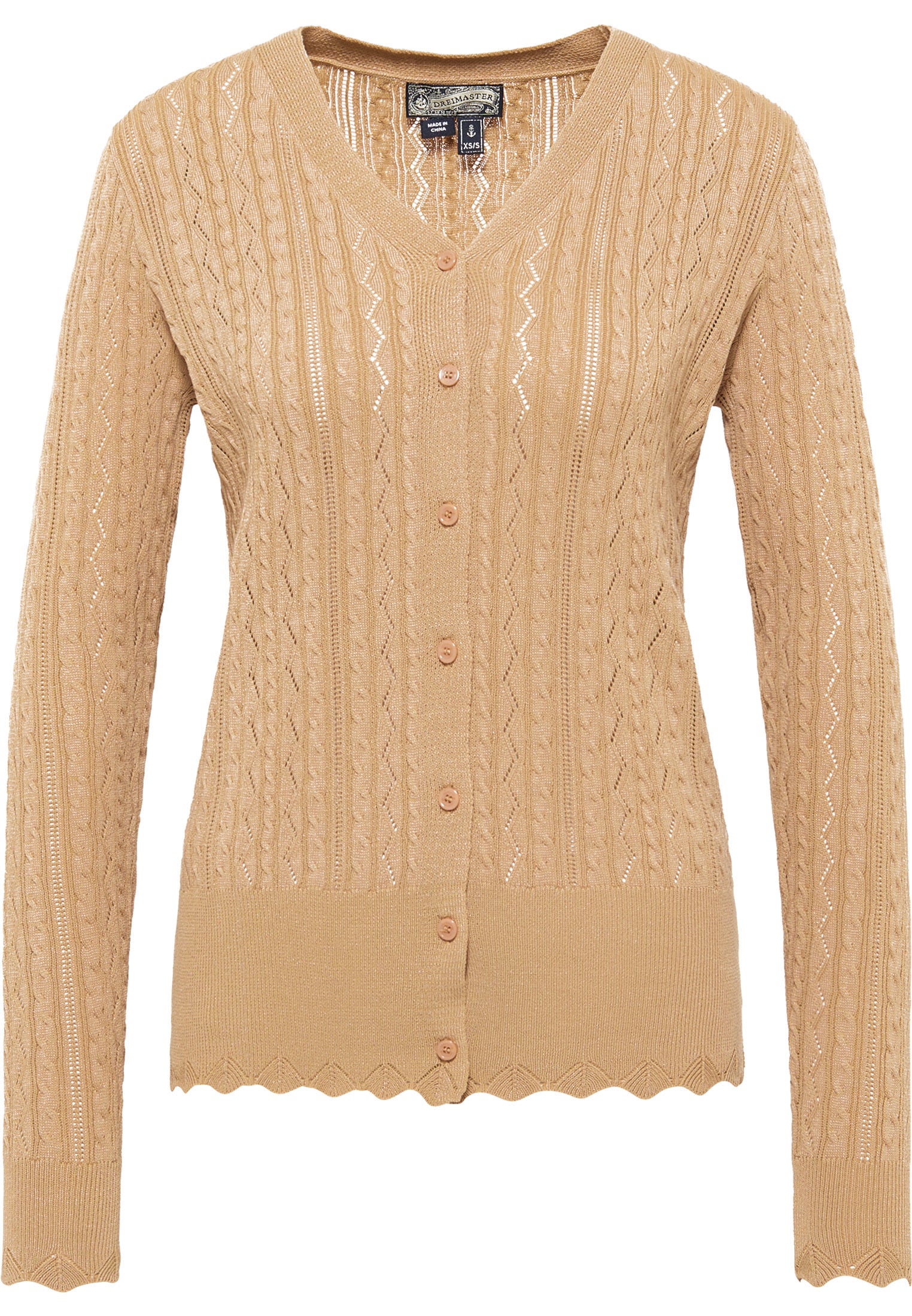 Dreimaster Vintage Damenstrickjacke mit Knopf