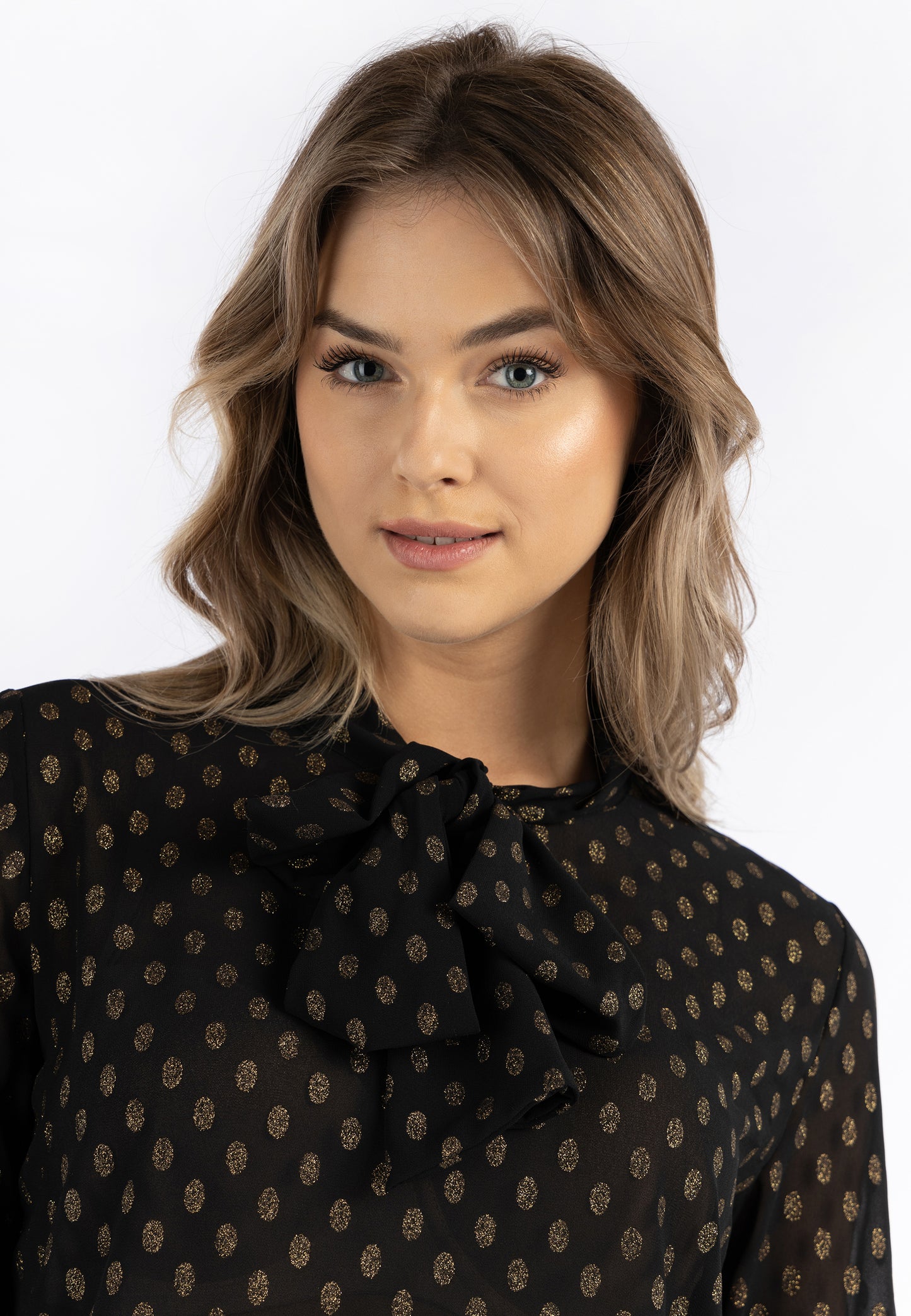 DreiMaster Klassik damska bluzka z wiązaniem pod szyją