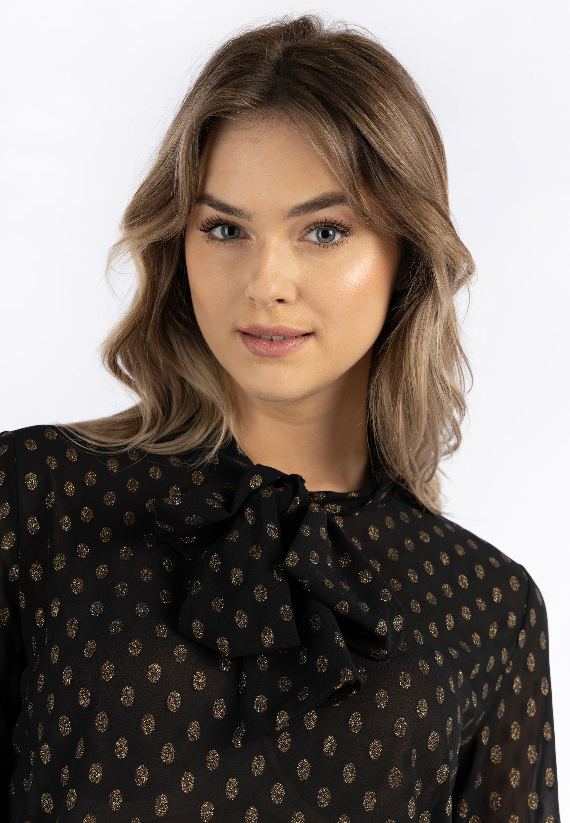 DreiMaster Klassik damska bluzka z wiązaniem pod szyją