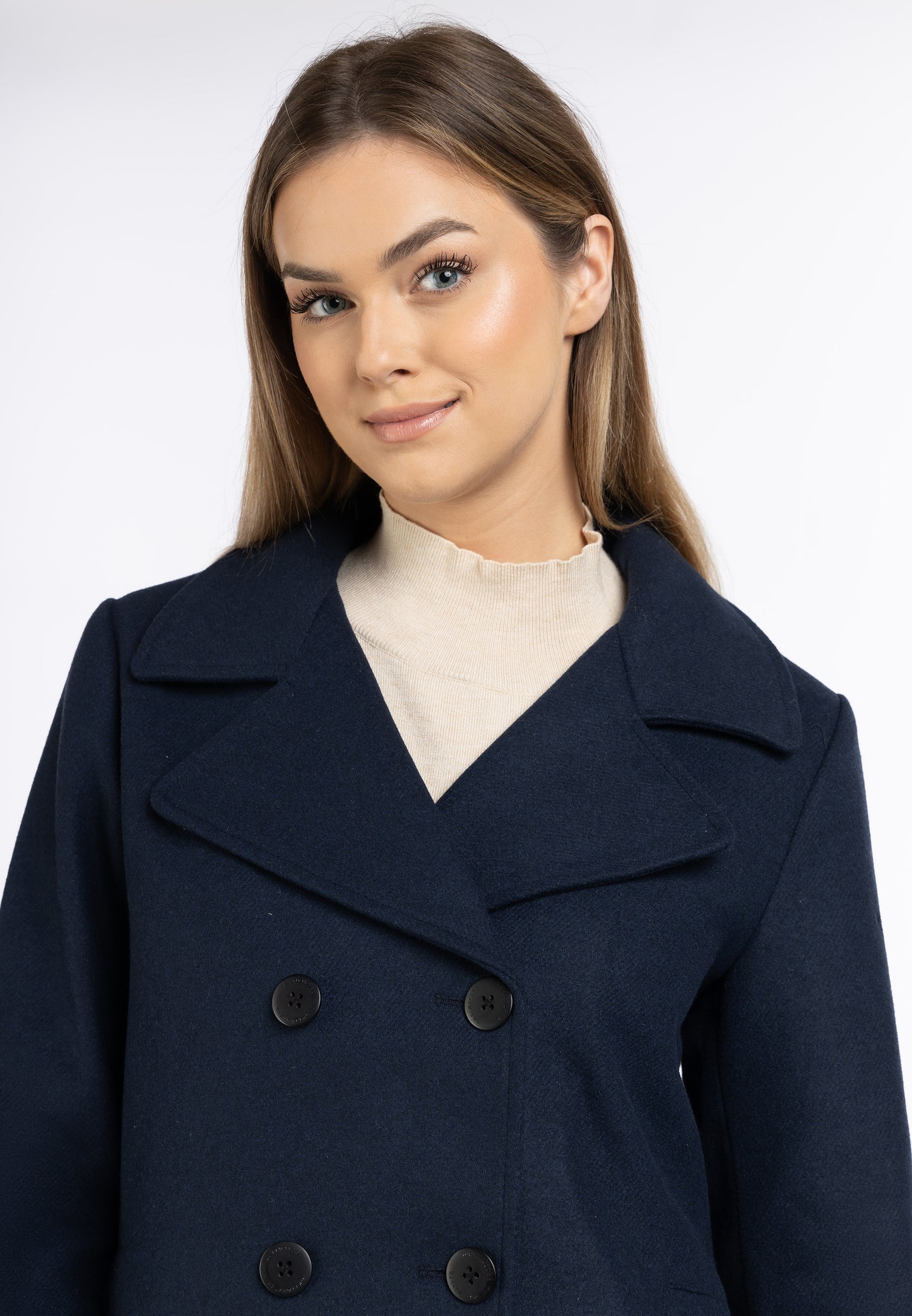 DreiMaster Klassik Women's Transitional Pea Coat Made Of A Wool Blend