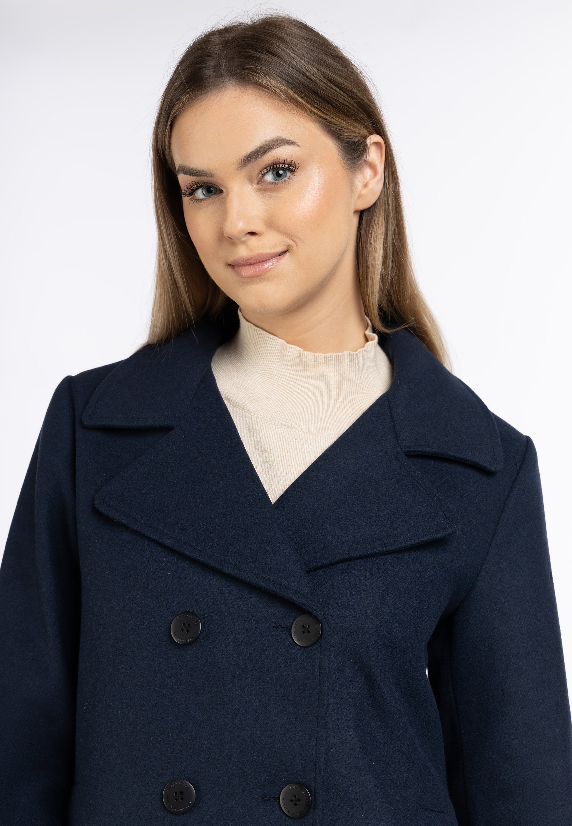 DreiMaster Klassik Women's Transitional Pea Coat Made Of A Wool Blend