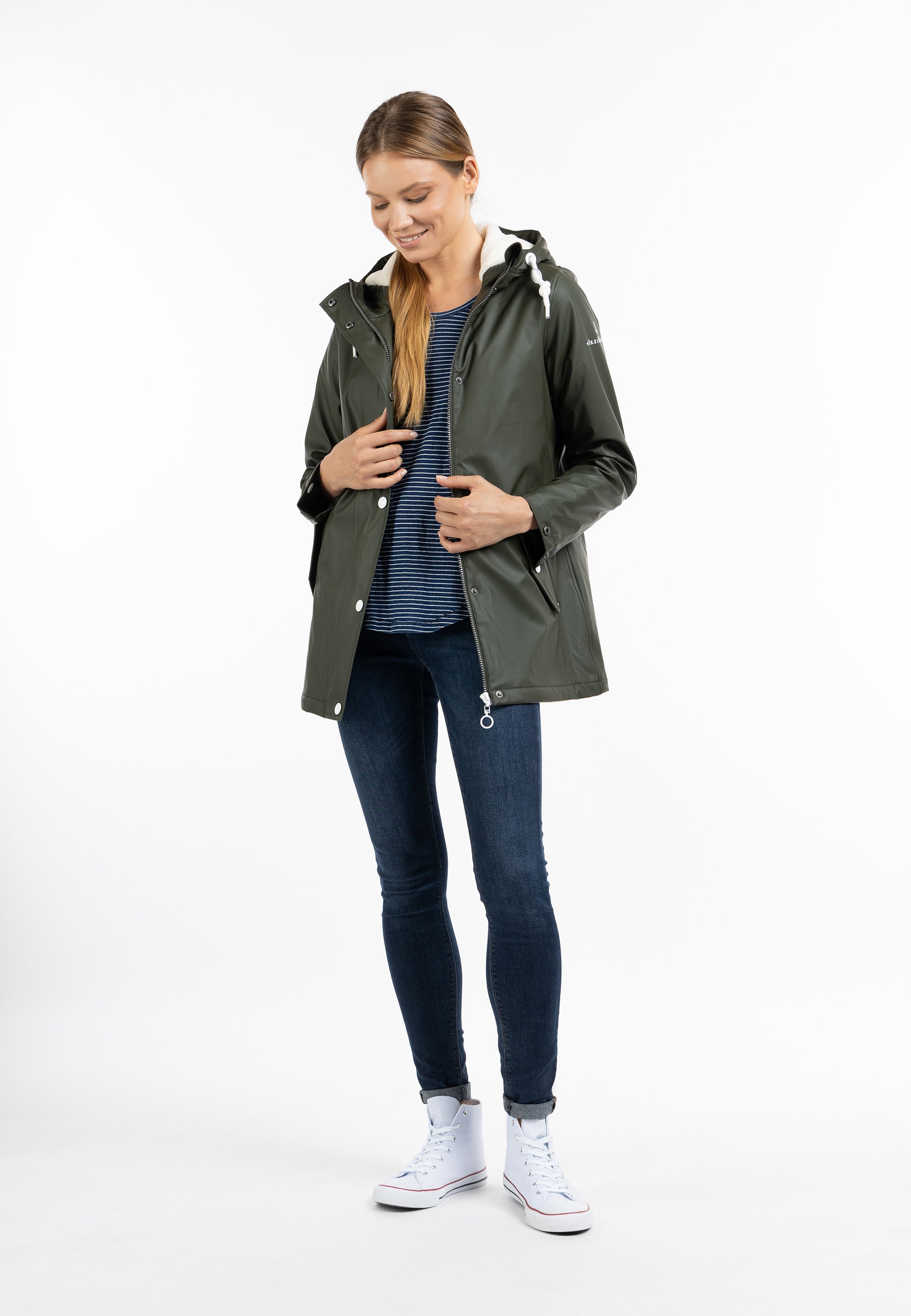 Dreimaster Maritim Damen Regenjacke mit Kunstfellfutter