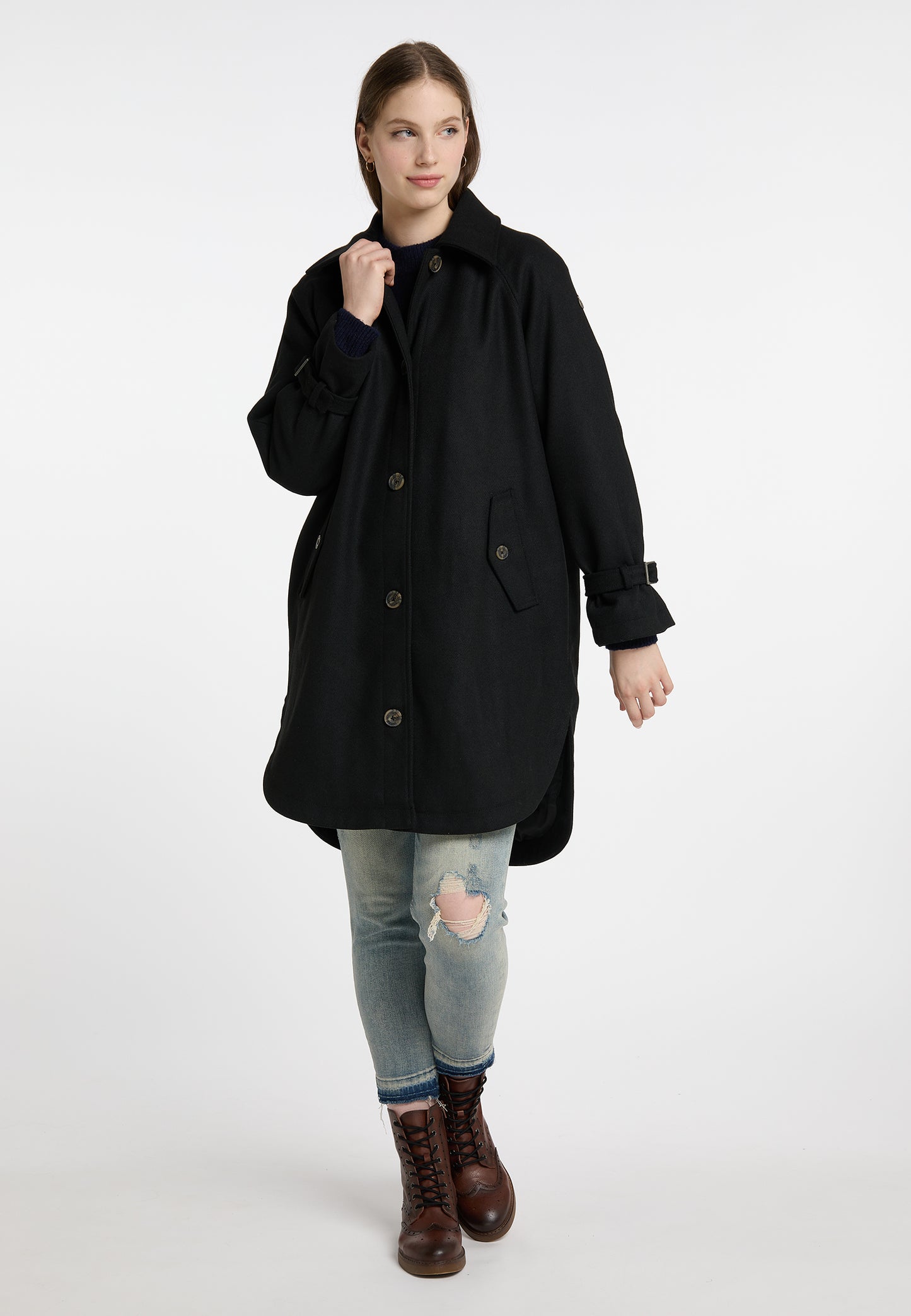 Dreimaster Vintage Damen Übergangsmantel aus Wollmischung