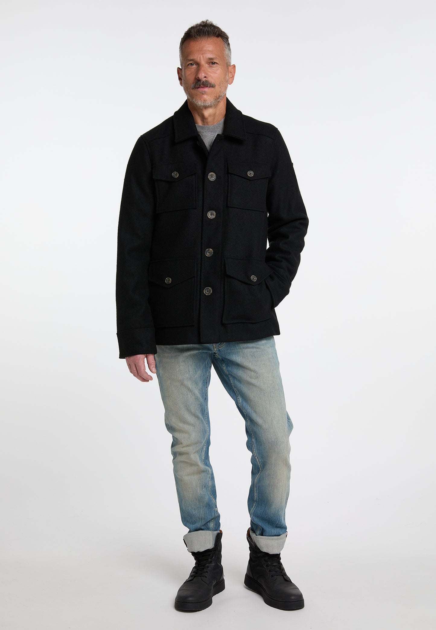 Dreimaster Vintage Herren-Übergangsjacke aus einer Wollmischung