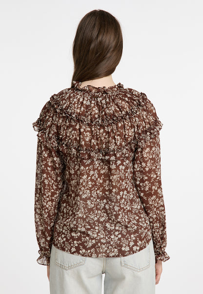 Dreimaster Vintage Damen Rüschenbluse