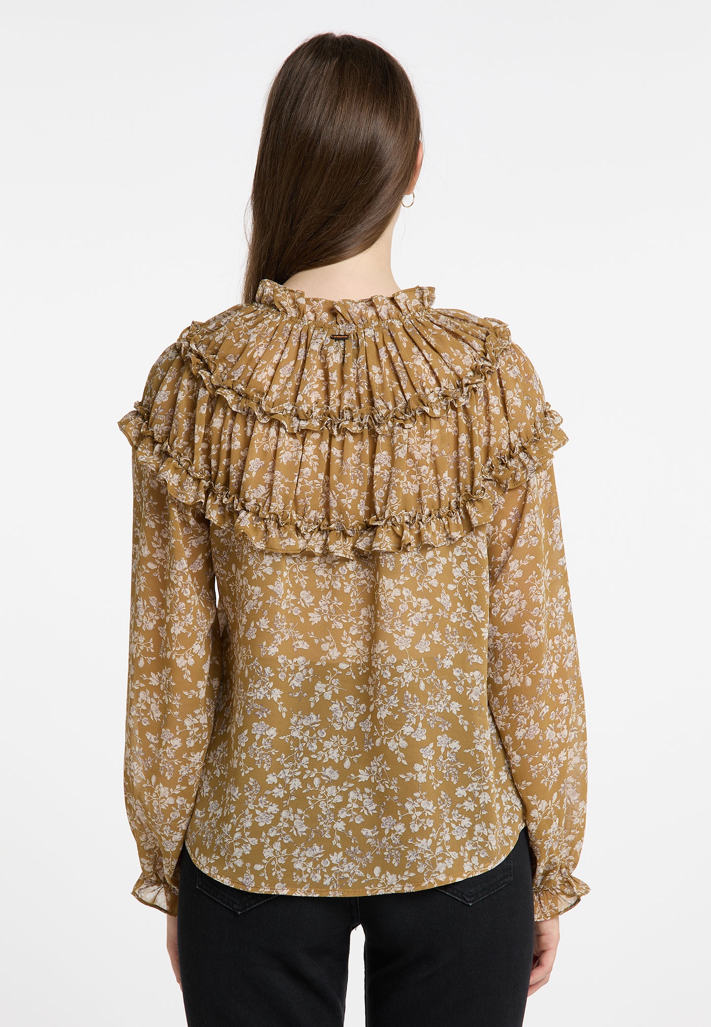 Dreimaster Vintage Damen Rüschenbluse