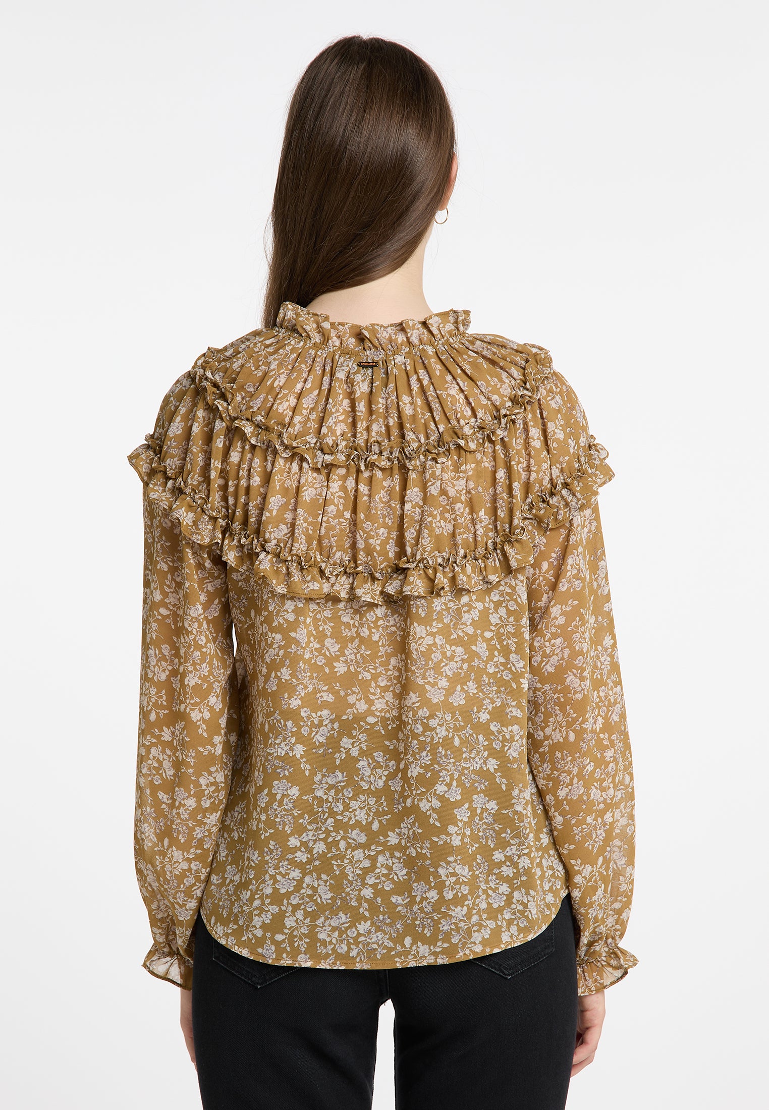 Dreimaster Vintage Damen Rüschenbluse