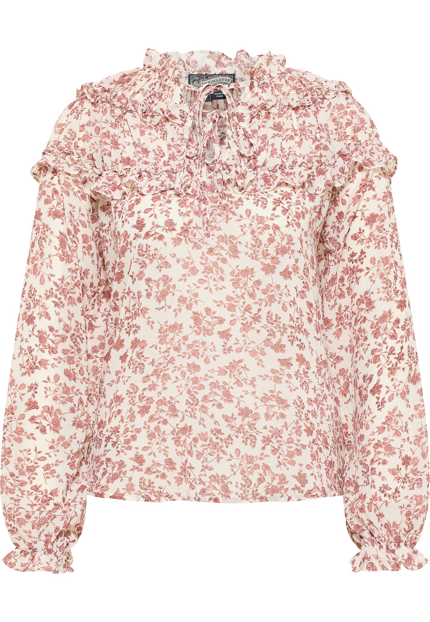 Dreimaster Vintage Damen Rüschenbluse