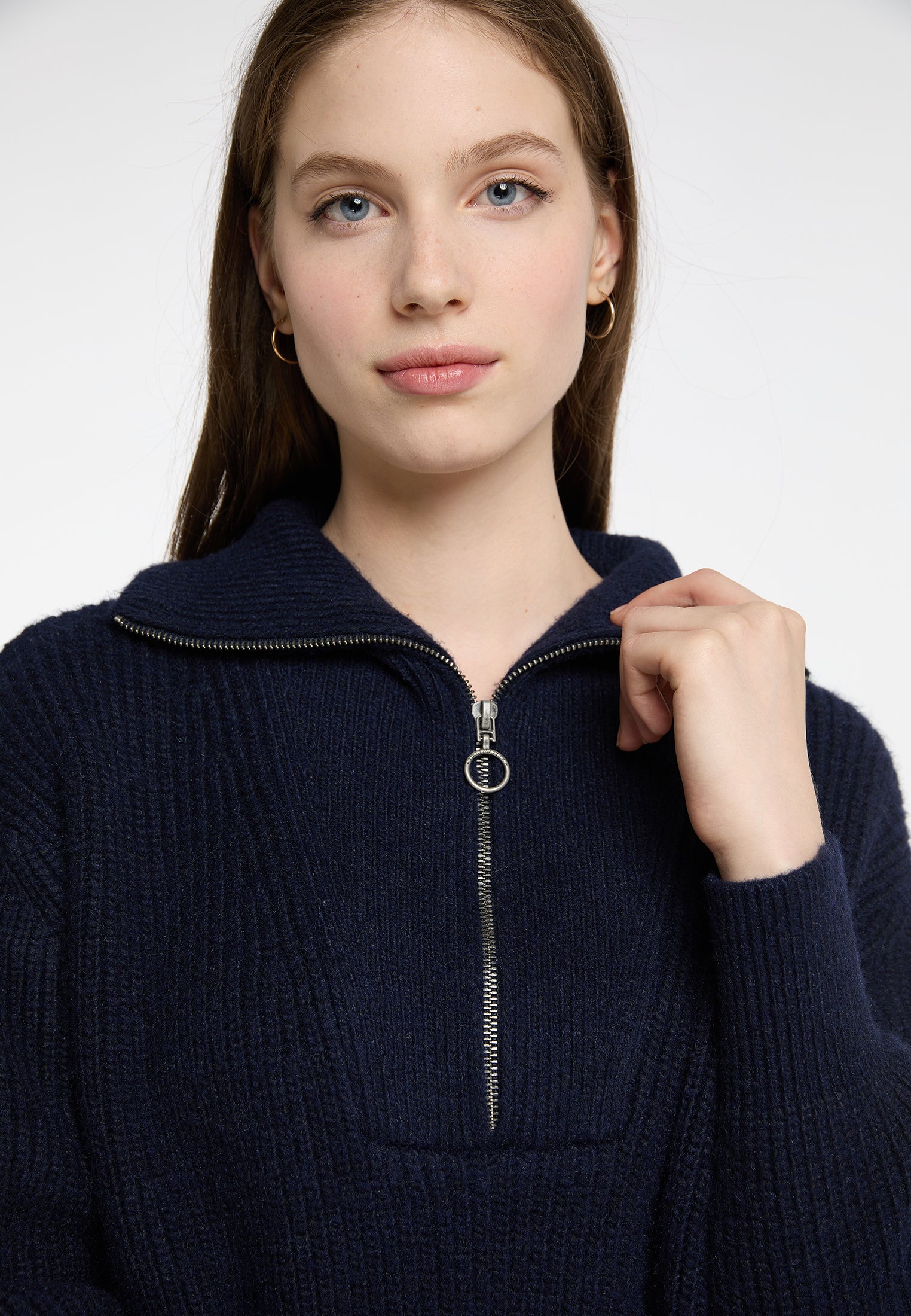 DreiMaster Vintage damska dzianinowa sukienka midi z długim rękawem