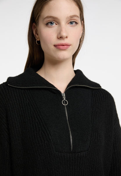 DreiMaster Vintage damska dzianinowa sukienka midi z długim rękawem