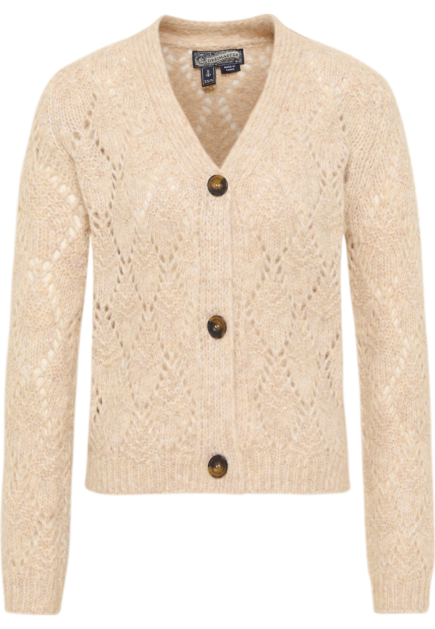 Dreimaster Vintage Damenstrickjacke mit Knopf