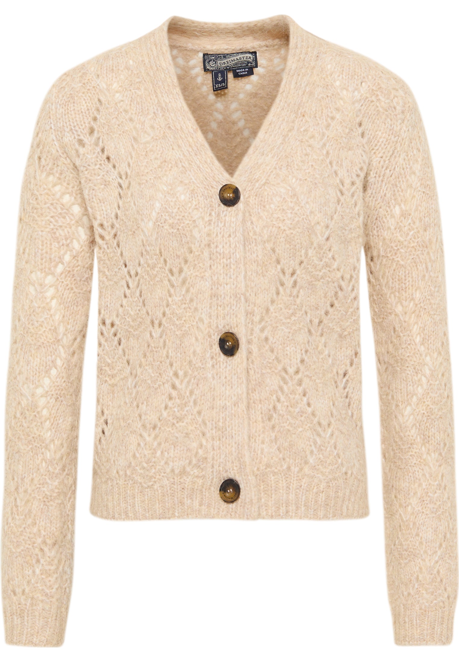 Dreimaster Vintage Damenstrickjacke mit Knopf