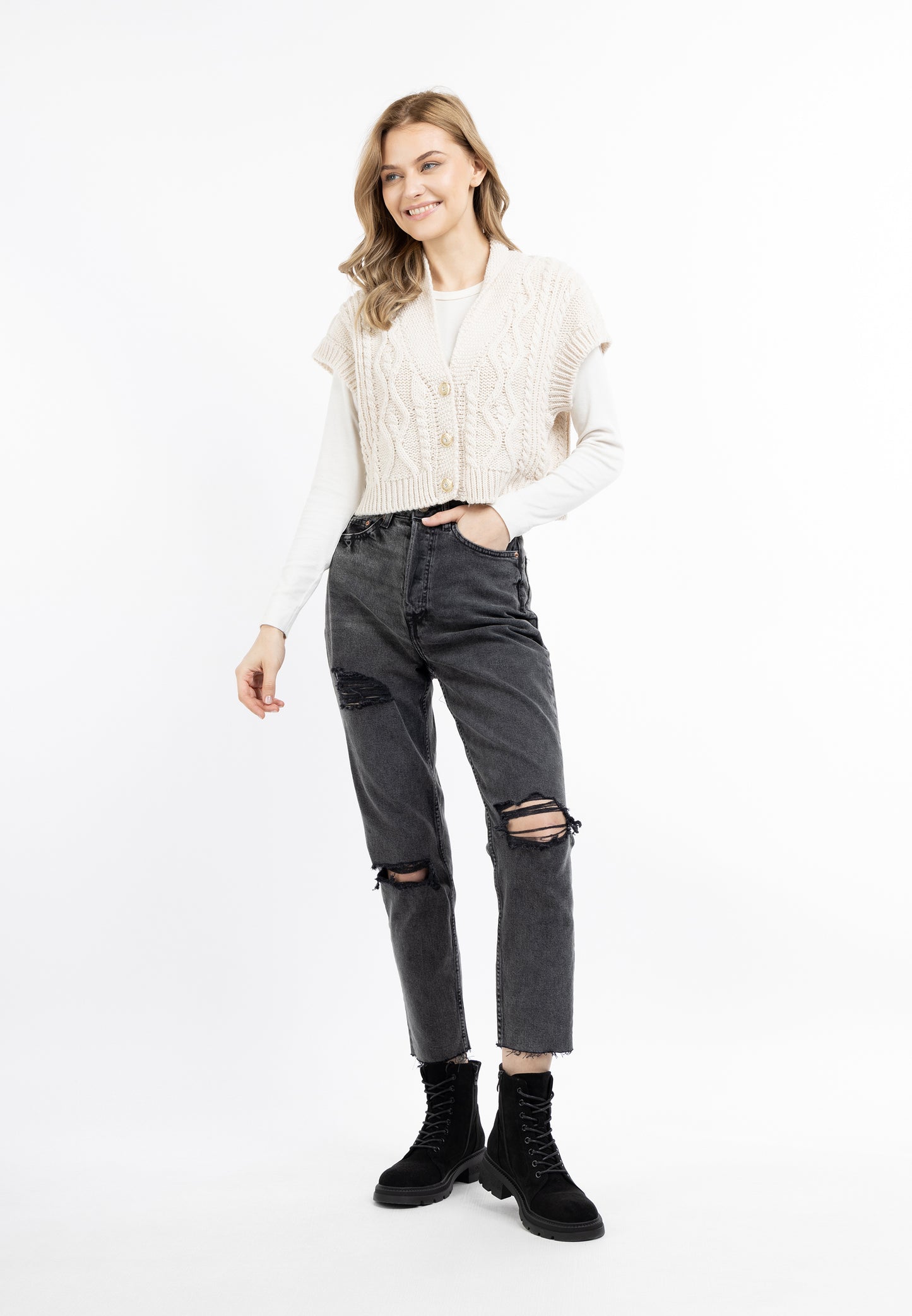 DreiMaster Vintage damska kamizelka dzianinowa