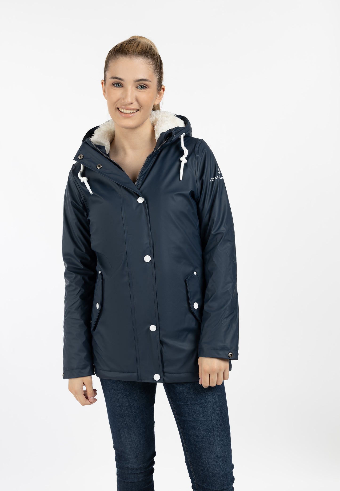 Dreimaster Maritim Women's Rain Jacket With Teddy Lining