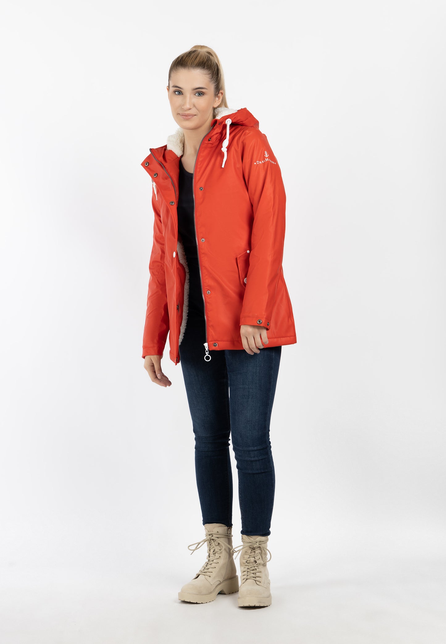 Dreimaster Maritim Women's Rain Jacket With Teddy Lining