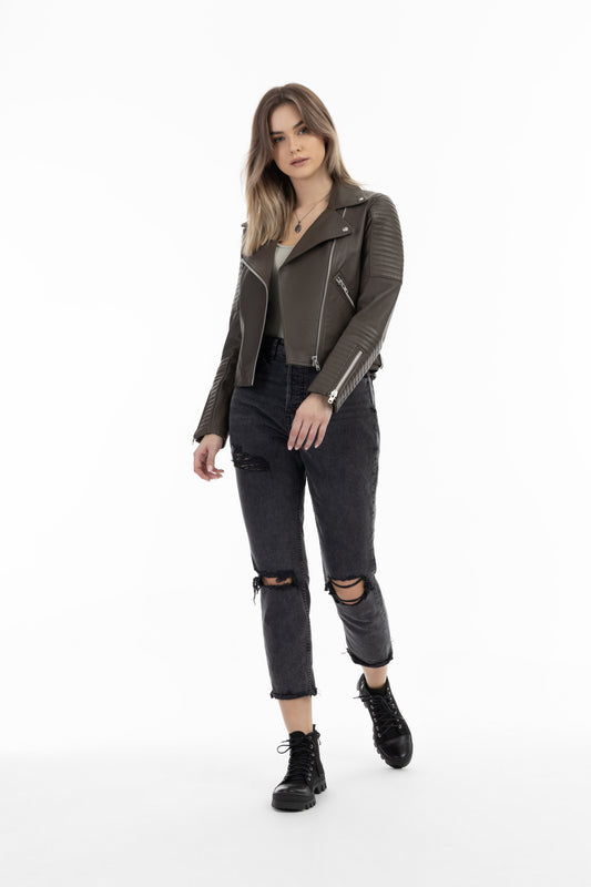 Dreimaster Vintage Damen-Bikerjacke aus Leder