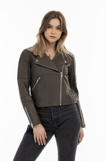 Dreimaster Vintage Damen-Bikerjacke aus Leder