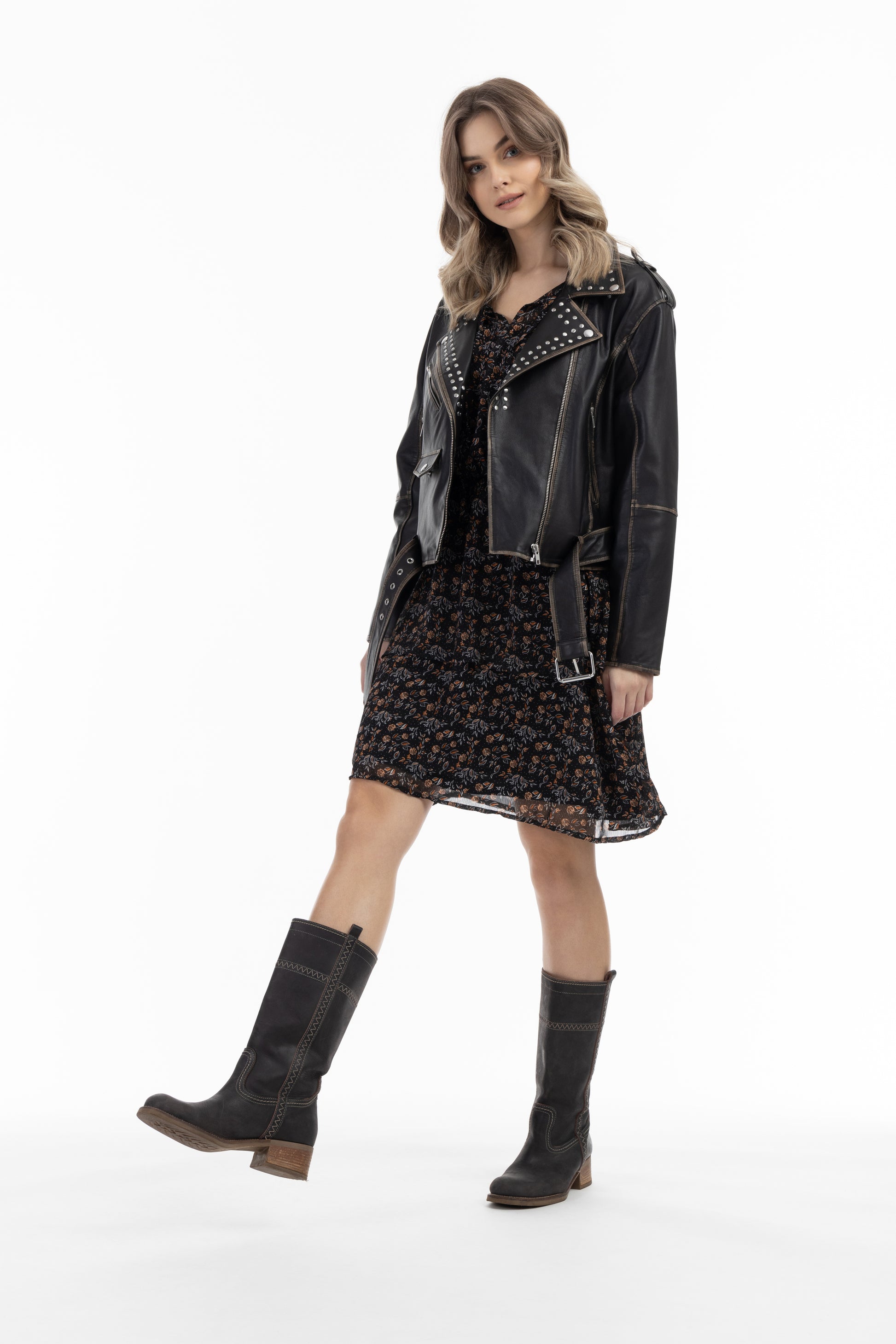 DreiMaster Vintage Women's Biker Style Leather Jacket