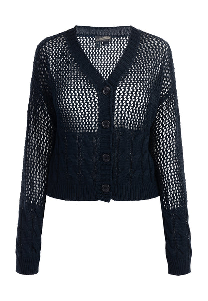 Dreimaster Vintage Damen Wide Mesh Cardigan
