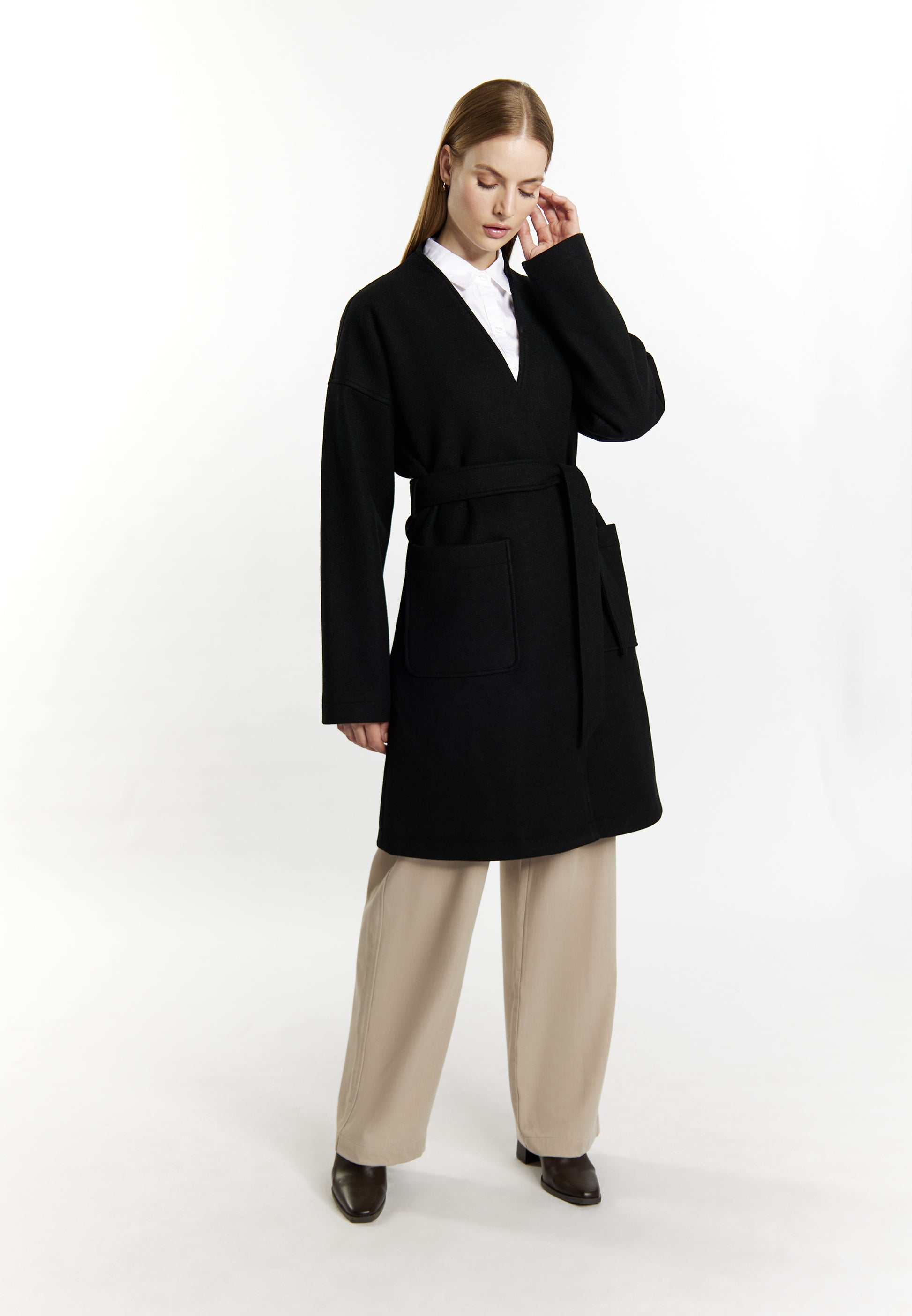 Dreimaster Klassik Women's Transitional Coat In A Wool Look