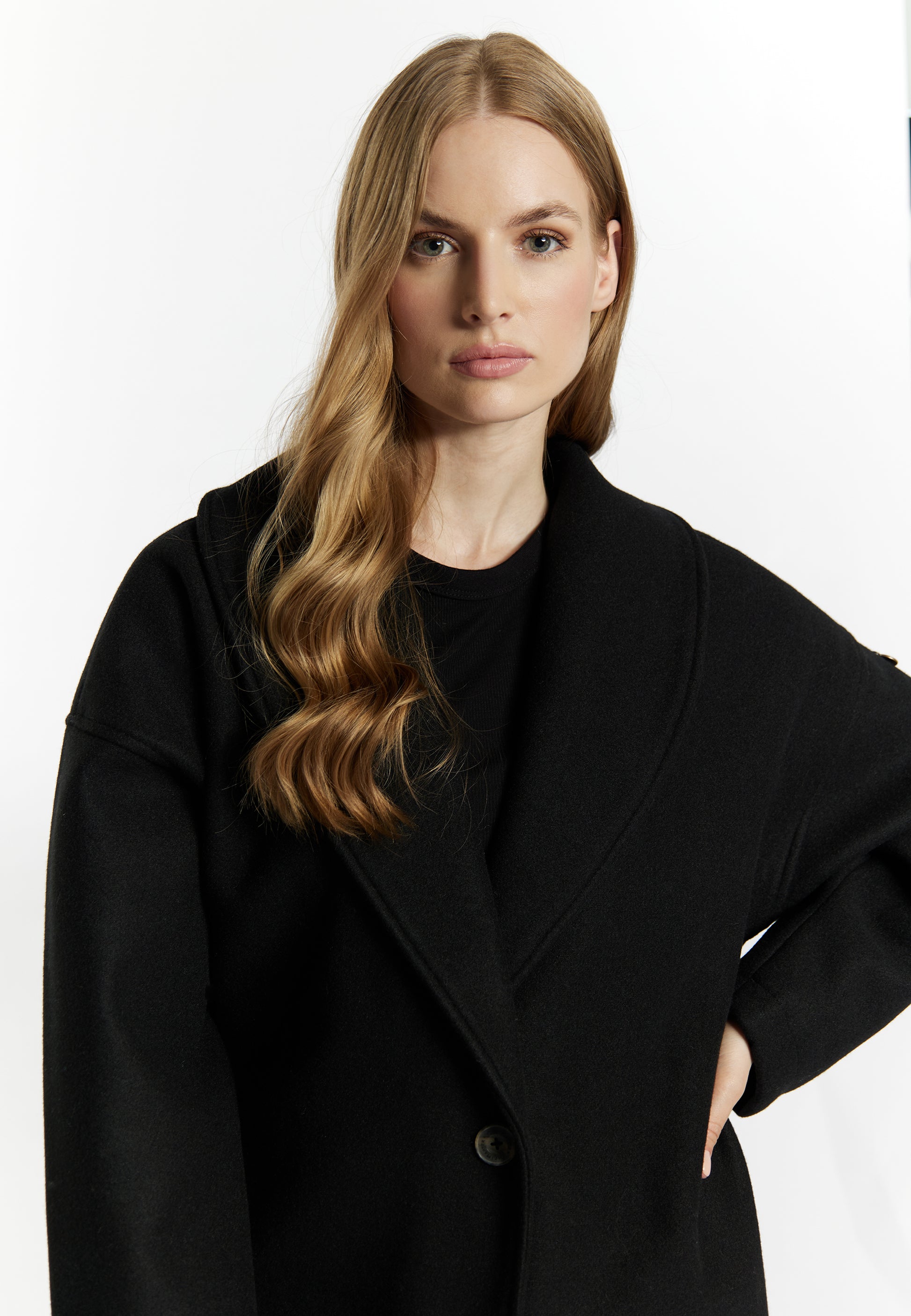 DreiMaster Vintage damski płaszcz przejściowy o wyglądzie wełny