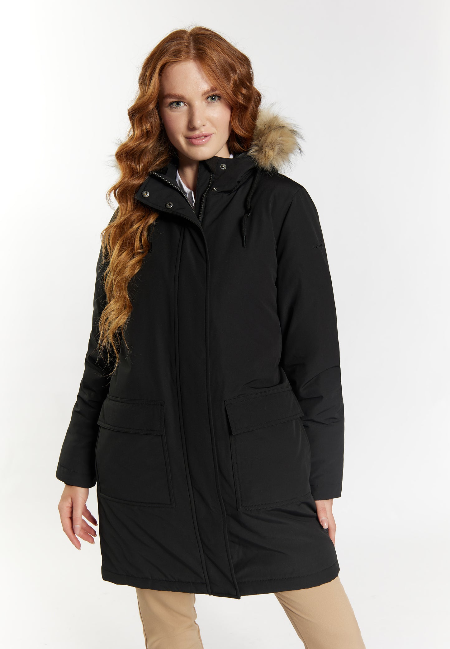 Dreimaster Klassik Damen Winterparka mit Kunstfell