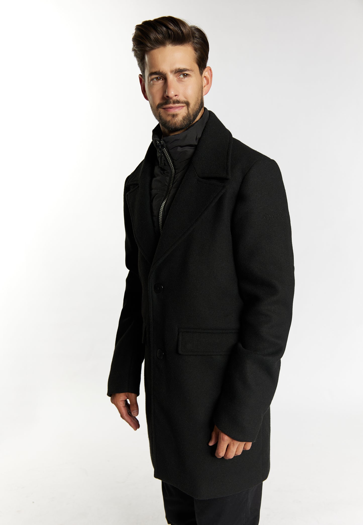 Dreimaster Klassik Men's Transitional Coat Made Of Wool Blend