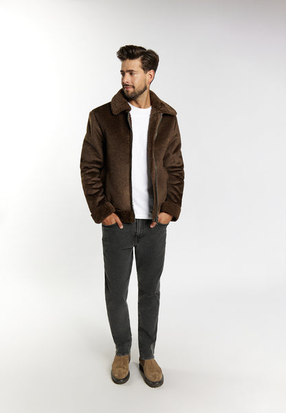 Dreimaster Vintage Herren Übergangsjacke aus Fellimitat