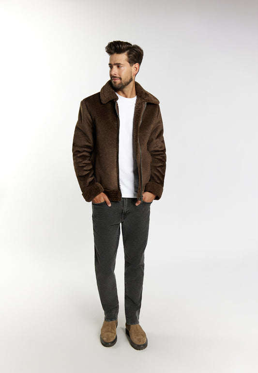 Dreimaster Vintage Herren Übergangsjacke aus Fellimitat