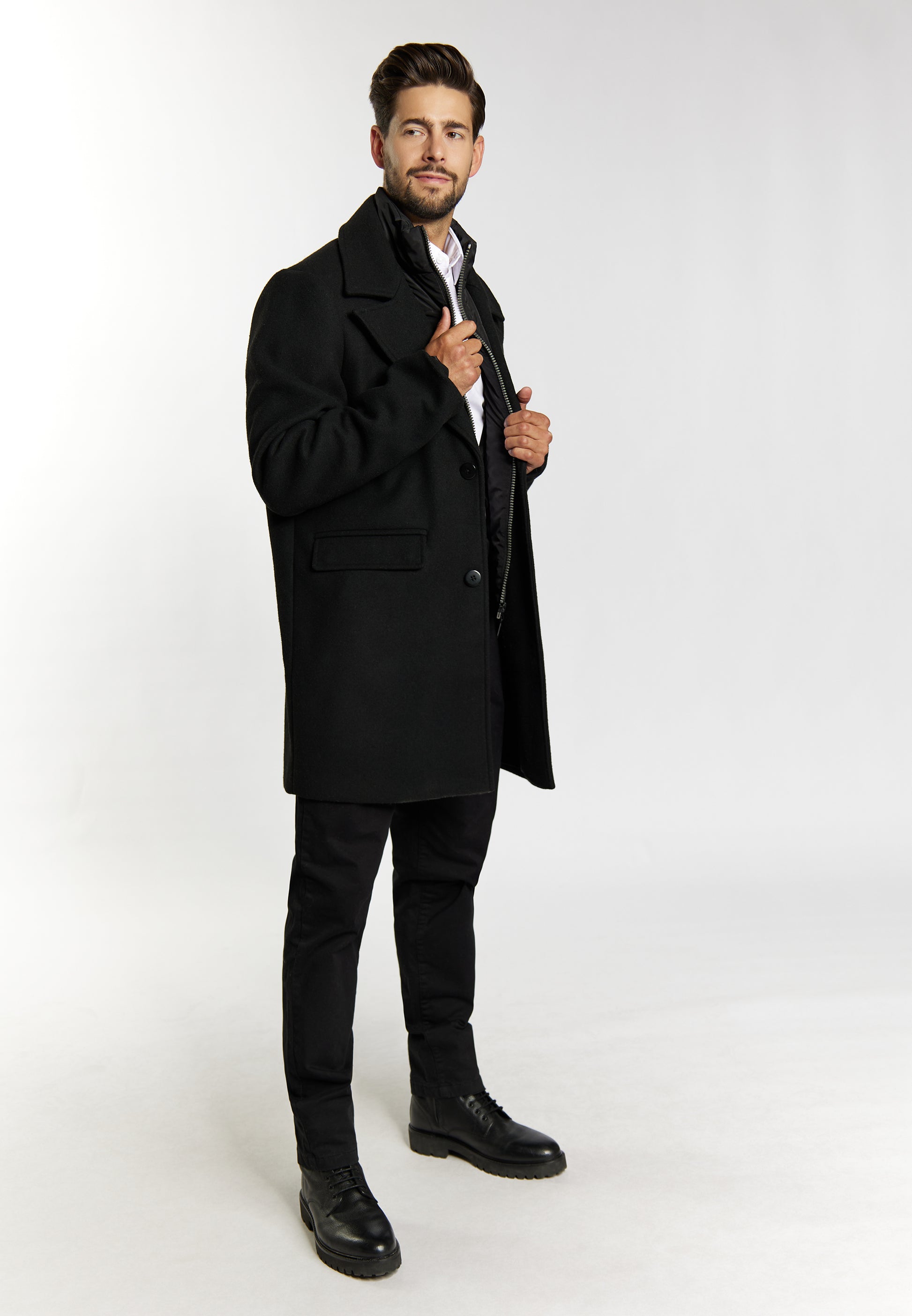 Dreimaster Klassik Men's Transitional Coat Made Of Wool Blend