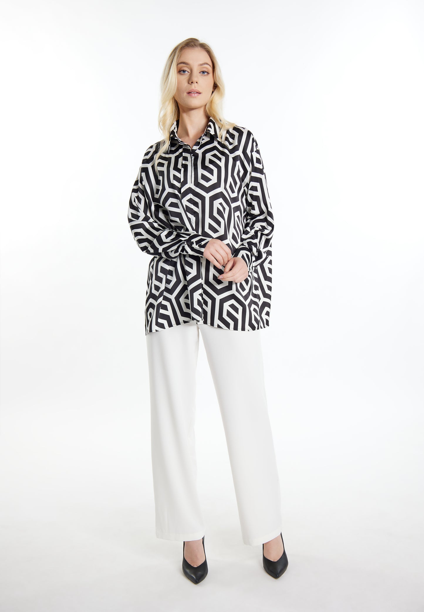 DreiMaster Klassik Damen Hemd Bluse + Einkaufstaschen Set