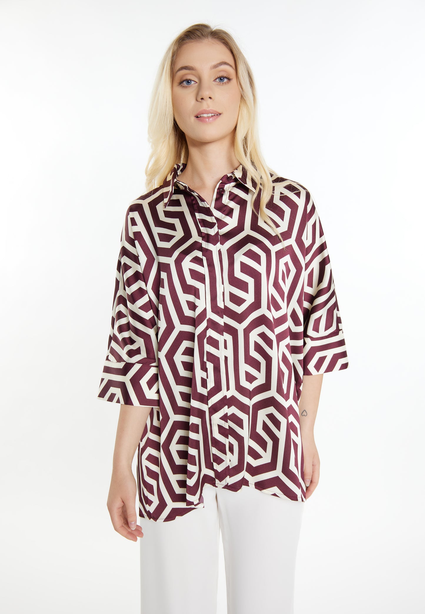 DreiMaster Klassik damska bluzka koszulowa + torba na zakupy - zestaw