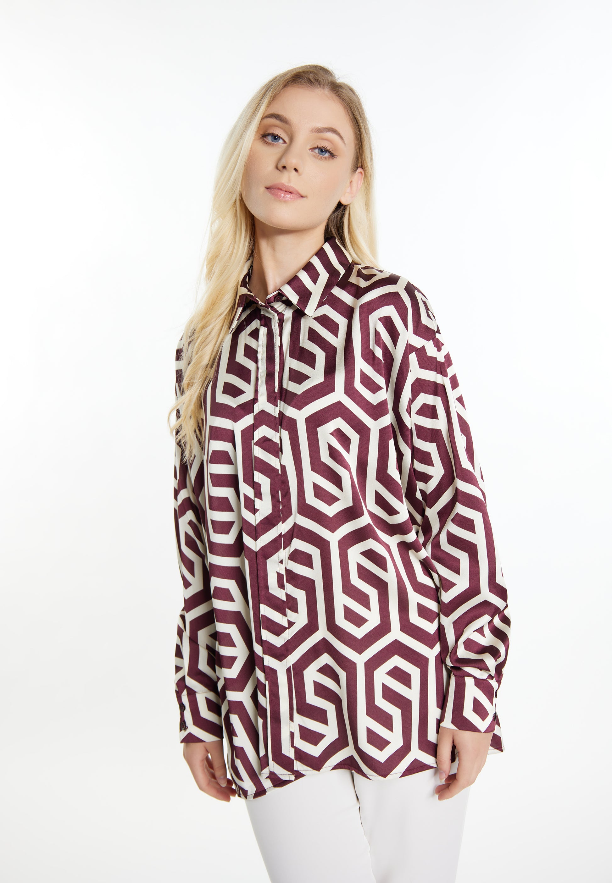 DreiMaster Klassik Damen Hemd Bluse + Einkaufstaschen Set