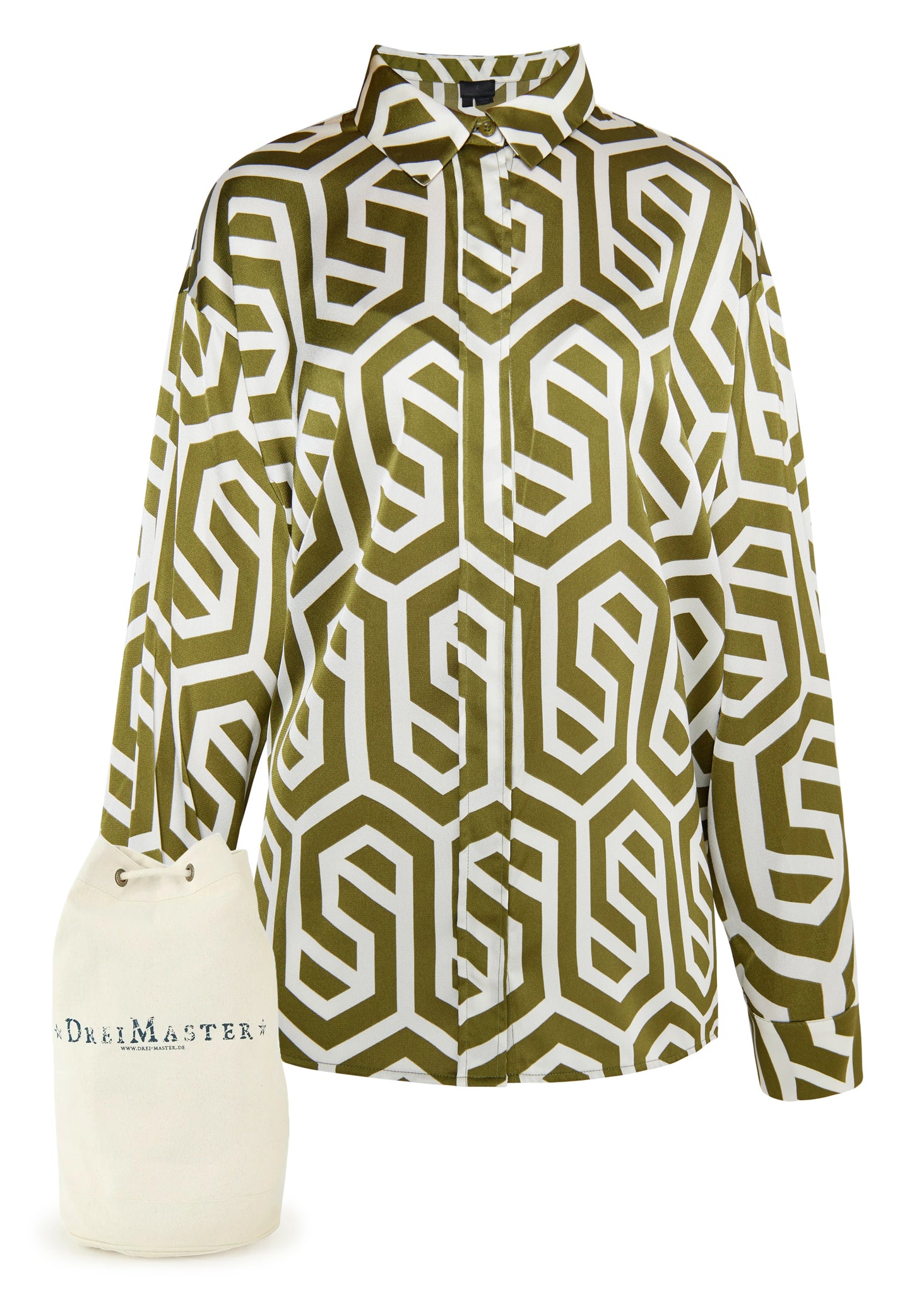DreiMaster Klassik Damen Hemd Bluse + Einkaufstaschen Set