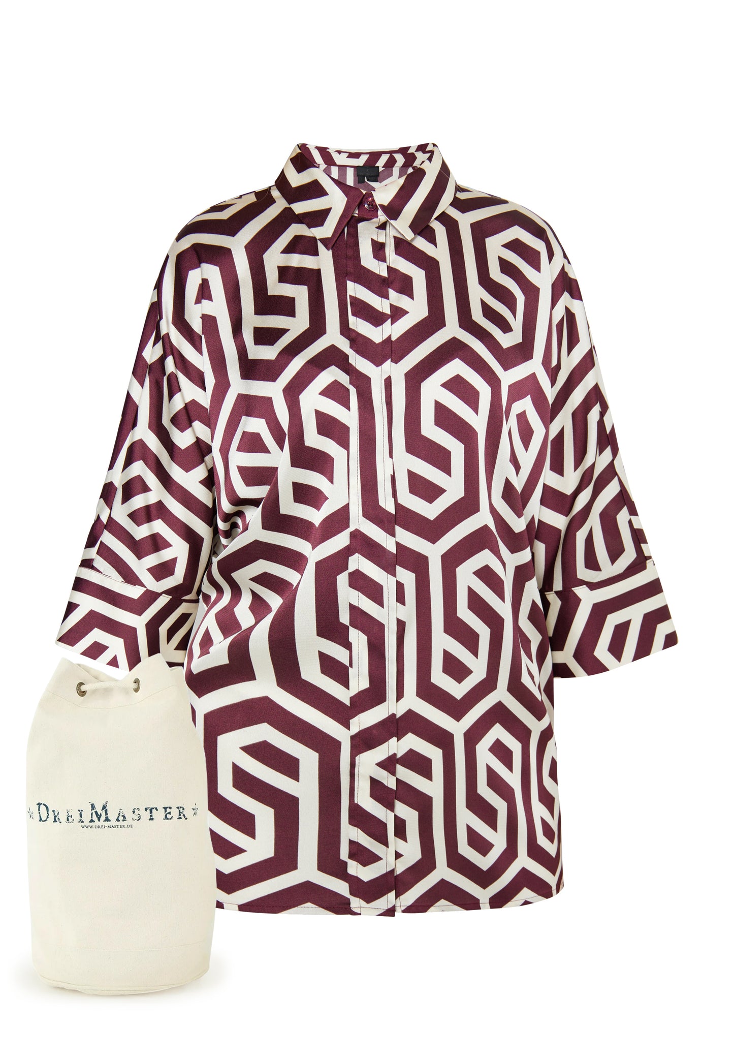 DreiMaster Klassik damska bluzka koszulowa + torba na zakupy - zestaw