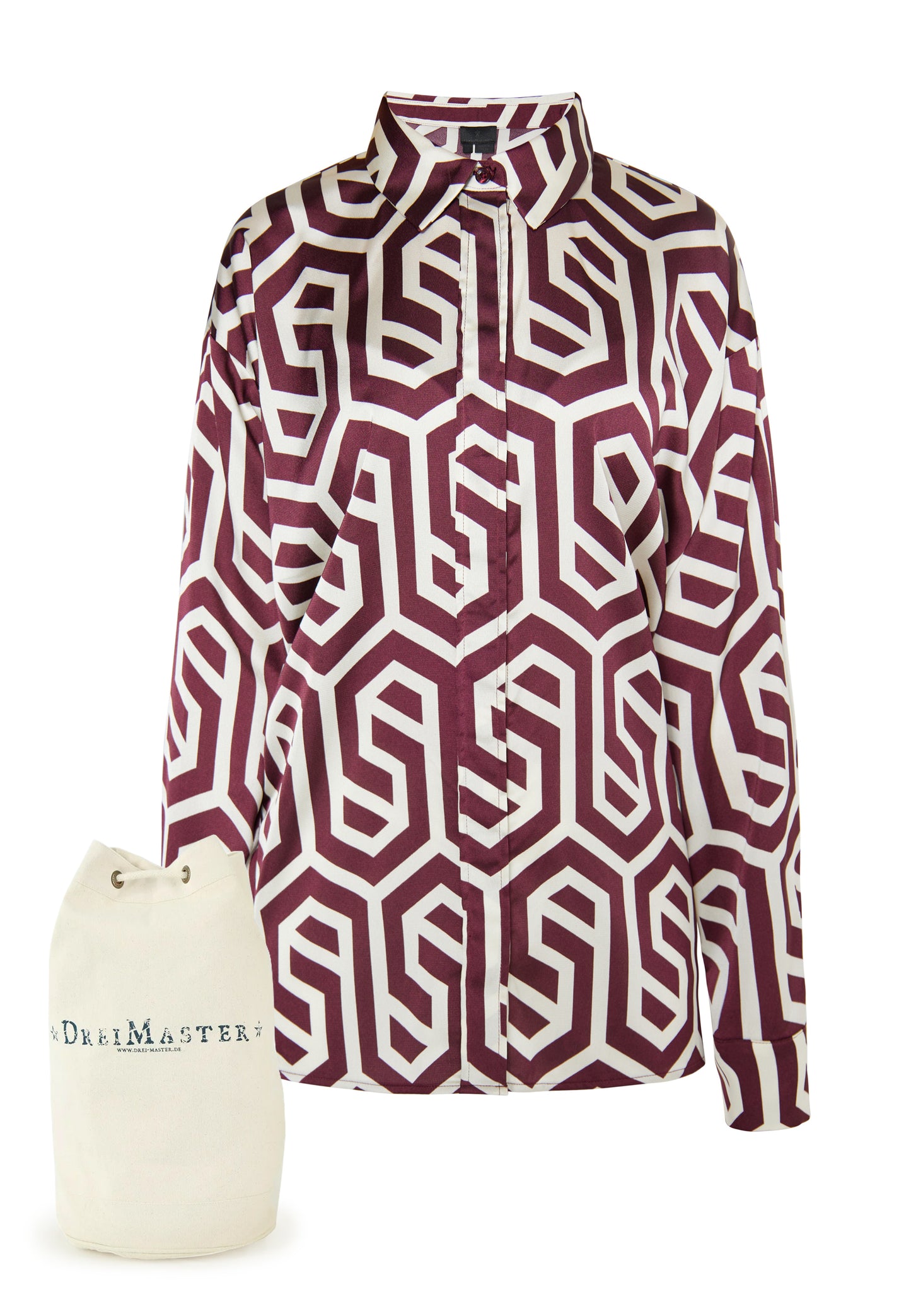 DreiMaster Klassik Damen Hemd Bluse + Einkaufstaschen Set